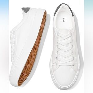 Mens Canvas Shoes White Sneakers Low Top Lace Up Casual Shoes 11